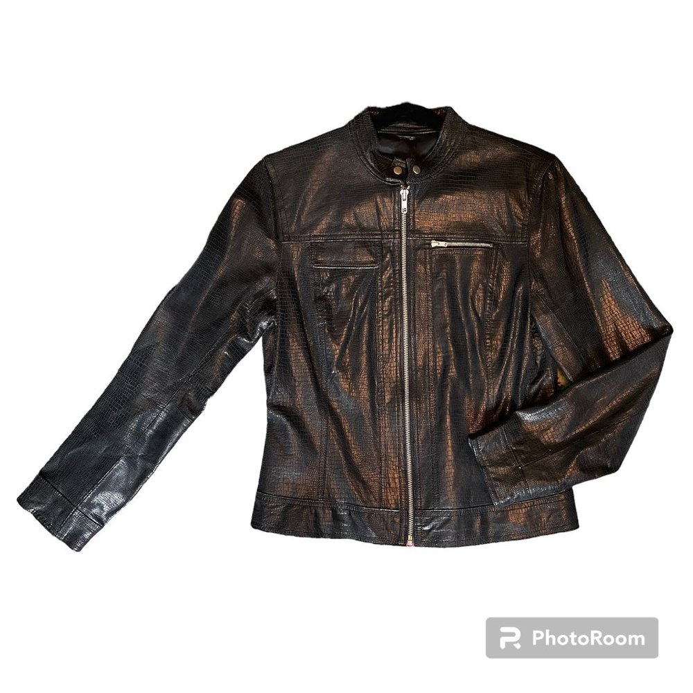 I.E. Black Leather Moto Jacket sz. small - Picture 1 of 4